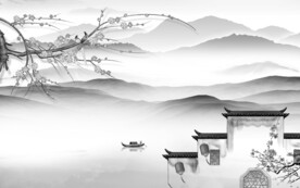 新品 轻奢灰色山水 TiF分层