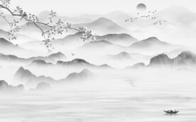 简约 轻奢灰色山水 TiF分层