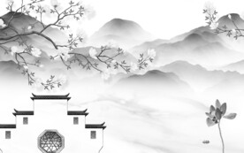 高档 灰色意境山水 TiF分层