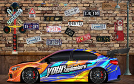 跑车涂鸦背景墙