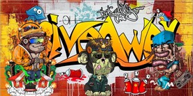 欧美风街头涂鸦餐饮酒吧背景墙