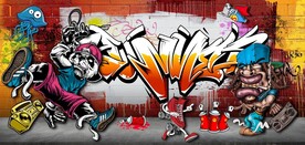 欧美风街头涂鸦餐饮酒吧背景墙