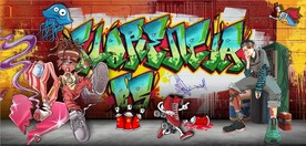 欧美风街头涂鸦餐饮酒吧背景墙