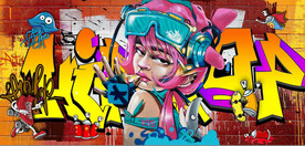 欧美风街头涂鸦餐饮酒吧背景墙