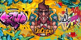 欧美风街头涂鸦餐饮酒吧背景墙