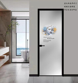 高清分层透明底平开门打印图
