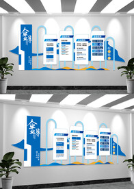 蓝色大气企业文化墙