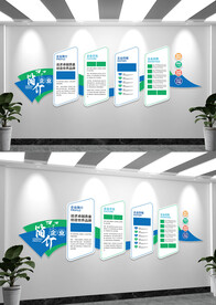 蓝色简约企业简介文化墙