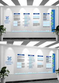 蓝色企业文化墙