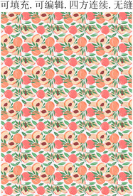 粉色桃子图案 水蜜桃 水果印花