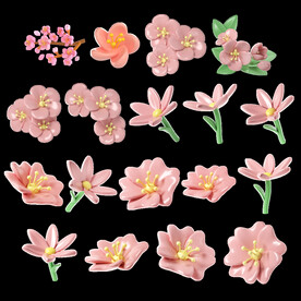 单层免抠透明粉色3d樱花花瓣