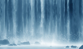 蓝色瀑布山水画幕墙