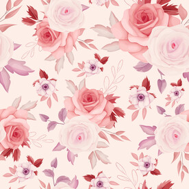 粉色大花印花无缝连续图案 