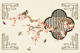 花鸟禅意山水画