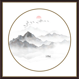 圆形意境水墨画