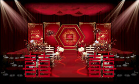 红色婚礼舞台背景