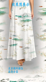 山水画高清手绘分层循环印花