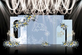 蓝色简约婚礼背景