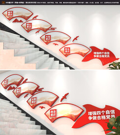 四个意识楼梯文化墙