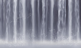 流水生财瀑布山水画