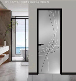 高清分层透明底平开门打印图