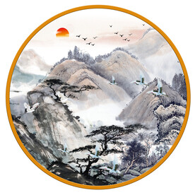 圆形国画背景墙