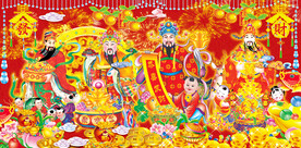 工装财神驾到背景墙