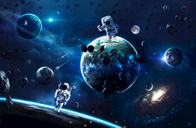 银河宇宙星球宇航员太空陨石背景