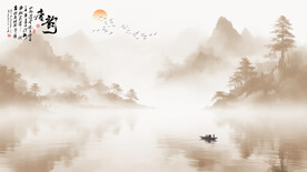 禅意水墨山水画