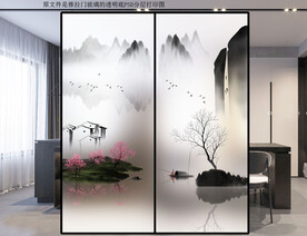高清分层透明底推拉门玻璃打印图