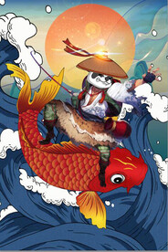 国风潮功夫熊猫装饰壁画