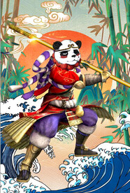 国风潮功夫熊猫装饰壁画