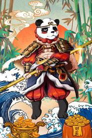 国风潮功夫熊猫装饰壁画