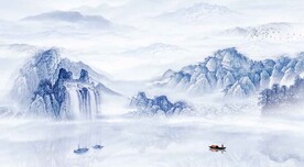 水墨山水画客厅背景