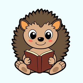 矢量动物看书的小刺猬
