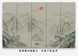 中式屏风隔断山水画