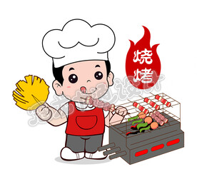 卡通烧烤厨师烧烤师傅矢量图