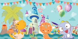 卡通恐龙儿童房背景墙