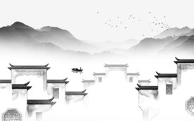 高雅 现代灰色山水 TiF分层