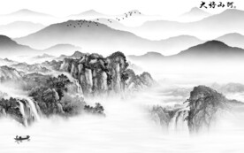 高端 淡雅灰色山水 TiF分层