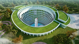 深坑酒店建筑外观设计案例效果图