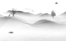 淡雅 简约灰色山水 TiF分层