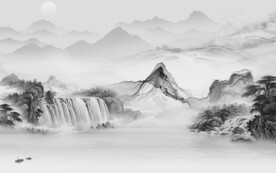 中式 客厅灰色山水 TiF分层