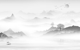 高端 客厅灰色山水 TiF分层