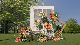 户外草坪婚礼su模型