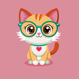 矢量动物戴眼镜的可爱的猫
