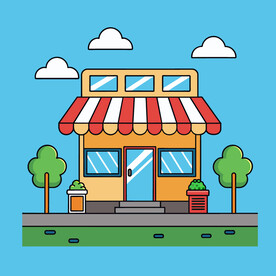 矢量建筑路边卖货店铺