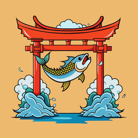 矢量努力跨越鲤鱼跃龙门