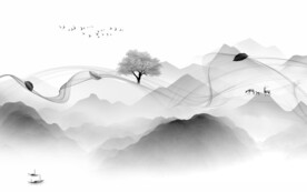 现代 灰色客厅山水 TIF分层