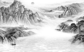 高清 别墅灰色山水 TIF分层